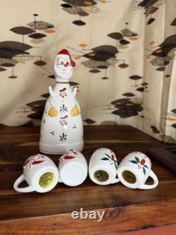 Vintage CAPRI Creations Ceramic Santa Whiskey Decanter Set with mini mugs