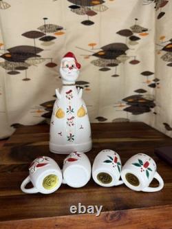 Vintage CAPRI Creations Ceramic Santa Whiskey Decanter Set with mini mugs