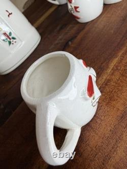 Vintage CAPRI Creations Ceramic Santa Whiskey Decanter Set with mini mugs