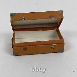 Vintage Candy Container Dresden Paper Suitcase Luggage Trunk Leather Strap