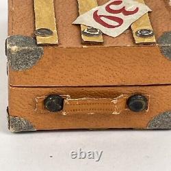 Vintage Candy Container Dresden Paper Suitcase Luggage Trunk Leather Strap