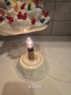 Vintage Ceramic Christmas Tree 12 Tall 7 Wide White Opalescent Signed By Ruth