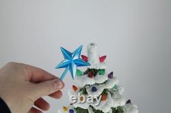 Vintage Ceramic Christmas Tree 22 with Star Snow Flocked Music Box Decoration