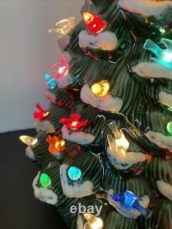 Vintage Ceramic Christmas Tree FLOCKED Green 16