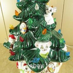 Vintage Ceramic Christmas Tree with Mice WORKS