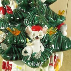 Vintage Ceramic Christmas Tree with Mice WORKS