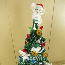 Vintage Ceramic Christmas Tree with Mice WORKS