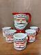 Vintage Ceramic Santa Face Pitcher & 5 Mugs