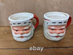 Vintage Ceramic Santa Face Pitcher & 5 Mugs