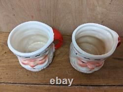 Vintage Ceramic Santa Face Pitcher & 5 Mugs