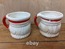 Vintage Ceramic Santa Face Pitcher & 5 Mugs