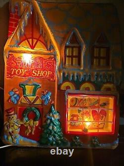 Vintage Christmas 50s Vacuform Lighted Sign / Decor Santa's Toy Shop 28