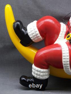 Vintage Christmas Barcana Fiberglass Santa Claus Sleeping on Moon Decoration