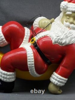 Vintage Christmas Barcana Fiberglass Santa Claus Sleeping on Moon Decoration