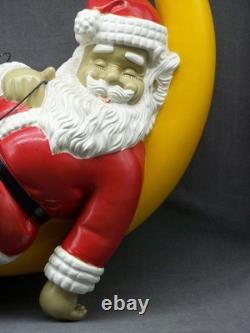 Vintage Christmas Barcana Fiberglass Santa Claus Sleeping on Moon Decoration