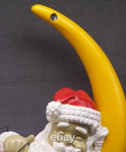 Vintage Christmas Barcana Fiberglass Santa Claus Sleeping on Moon Decoration