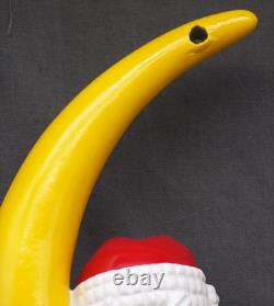 Vintage Christmas Barcana Fiberglass Santa Claus Sleeping on Moon Decoration