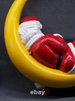 Vintage Christmas Barcana Fiberglass Santa Claus Sleeping on Moon Decoration