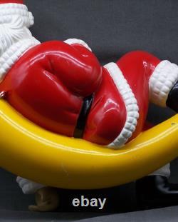 Vintage Christmas Barcana Fiberglass Santa Claus Sleeping on Moon Decoration