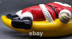 Vintage Christmas Barcana Fiberglass Santa Claus Sleeping on Moon Decoration