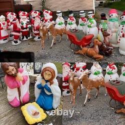 Vintage Christmas Blow Mold Santa Snowman Nativity Empire TPI? Union Poloron Lot