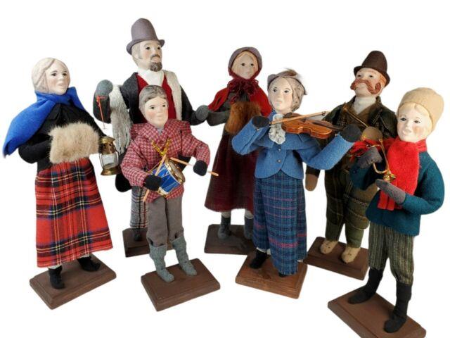 Vintage Christmas Carolers Christi Character Dolls Lot Of 7 Figures Holiday