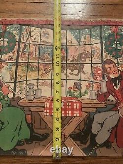 Vintage Christmas Conrad Dickel Holiday Tavern Poster Lithograph 1940s 42X16