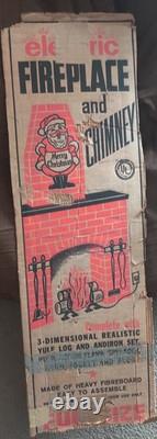 Vintage Christmas Electric Full Size Fireplace with Chimney 1963 Nice Condition