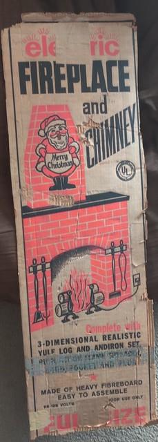 Vintage Christmas Electric Full Size Fireplace With Chimney 1963 Nice Condition
