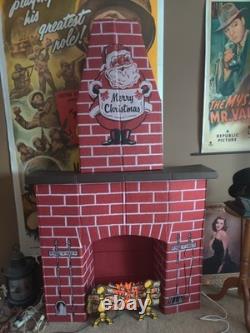 Vintage Christmas Electric Full Size Fireplace with Chimney 1963 Nice Condition
