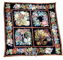 Vintage Christmas Elizabeth Bradley Handmade Needlepoint Tapestry 47x47