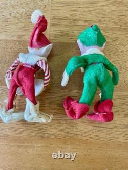 Vintage Christmas Holiday House Jump Jump Elves Lot of Two Pixies Poseable 1940s Vintage Christmas Holiday House Jump Jump Elves Lot of Two Pixies Poseable 1940s