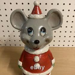 Vintage Christmas Holiday Mouse Rat Penny Change Jar Made In Japan