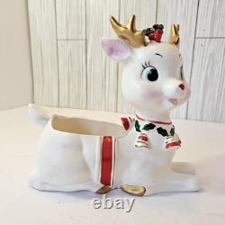 Vintage Christmas MCM 1962 Napco Rudolph Reindeer Planter Candy Dish X-5561