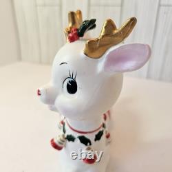 Vintage Christmas MCM 1962 Napco Rudolph Reindeer Planter Candy Dish X-5561