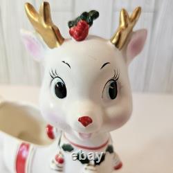 Vintage Christmas MCM 1962 Napco Rudolph Reindeer Planter Candy Dish X-5561