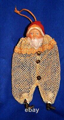 Vintage Christmas Mesh Bag Candy Container, Santa Claus, Celluloid Face Minty