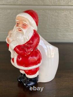 Vintage Christmas Planter Santa with Sack Made in Japan Ceramic Full Body