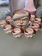 Vintage Christmas Santa Claus Ceramic Punch Bowl With Ladle And 8 Cups Rare