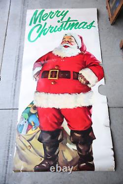 Vintage Christmas Santa Claus sign Poster Door Wall Sign Holiday Decor large