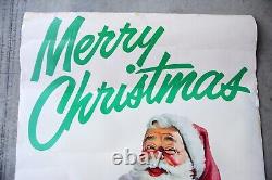 Vintage Christmas Santa Claus sign Poster Door Wall Sign Holiday Decor large