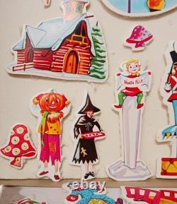 Vintage Christmas Santa's Playland Flannel Board Complete Easter Bunny Mushroom