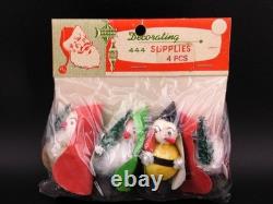Vintage Christmas Spun Cotton Pixie Elf Santa with Chenille Tree Japan Package