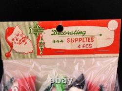 Vintage Christmas Spun Cotton Pixie Elf Santa with Chenille Tree Japan Package