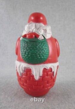 Vintage Christmas Taller Irwin Celluloid Roly Poly Santa in Chimney USA 1930s