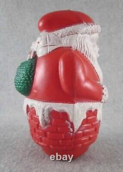 Vintage Christmas Taller Irwin Celluloid Roly Poly Santa in Chimney USA 1930s