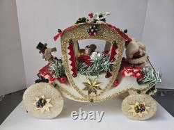 Vintage Christmas styrofoam decoration carriage Santa Claus carolers 12x16 1/4