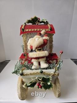 Vintage Christmas styrofoam decoration carriage Santa Claus carolers 12x16 1/4