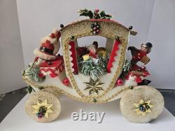 Vintage Christmas styrofoam decoration carriage Santa Claus carolers 12x16 1/4