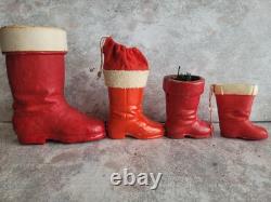 Vintage Christnas Rare Santa Boots Candy Holders Germany Wax Paper Mache Lot